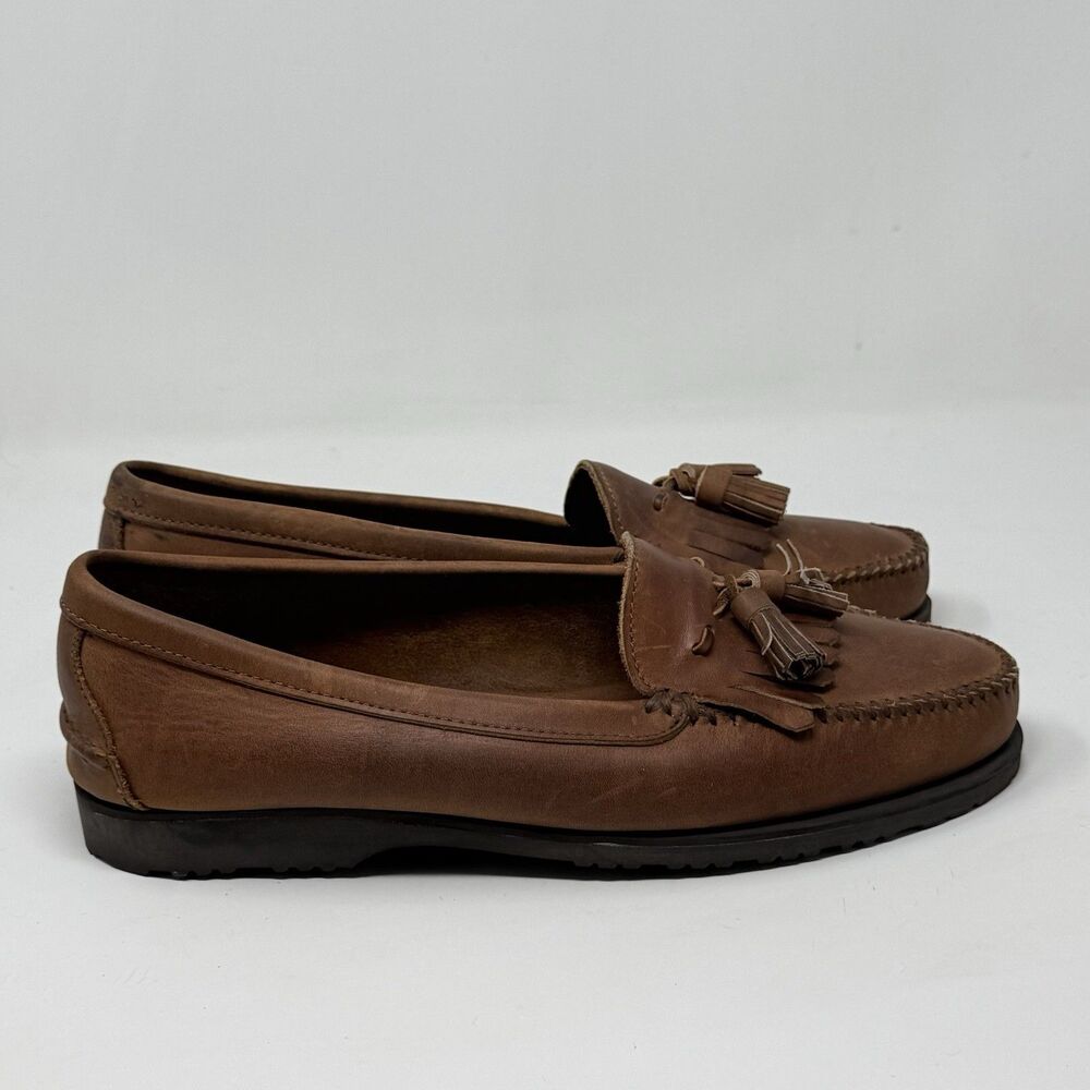 American Eagle Loafers Shoes Mens 13 D Brown Leather Kiltie Tassels Y2K USA Made